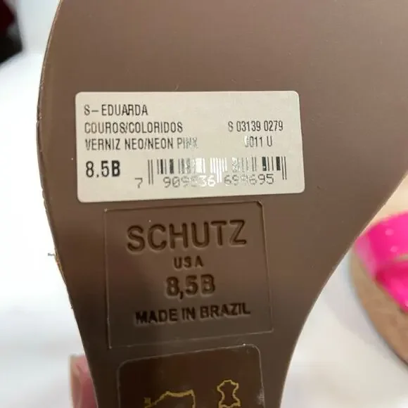 Schutz Pink Eduarda Cork Wedge Sandals Size 8.5B